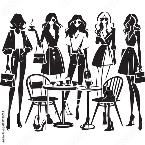 giirls silhouette sitting at cafe
