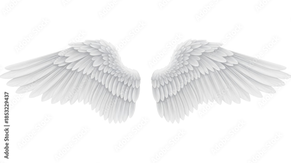 Fototapeta premium Angel Wings White Detailed PNG on a Transparent Background