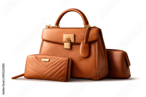 Wallpaper Mural Elegant brown leather handbag on transparent background product shot Torontodigital.ca