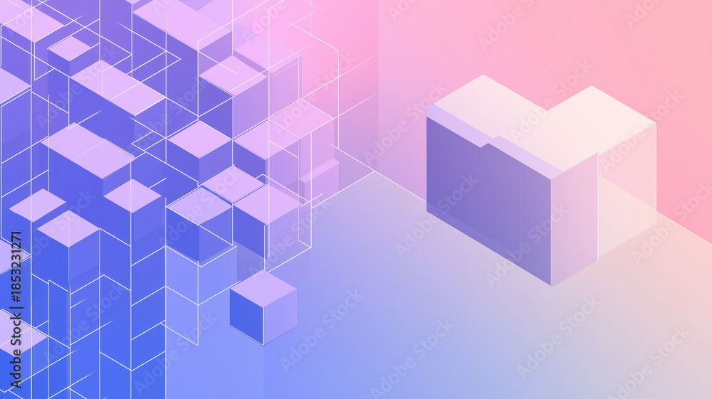 Obraz premium Isometric cube themed presentation background.