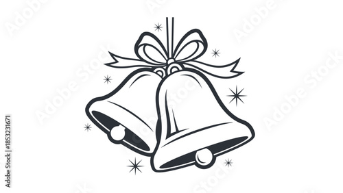 Christmas bells with ribbon illustration representing festive celebration holiday tradition and joyful seasonal symbol