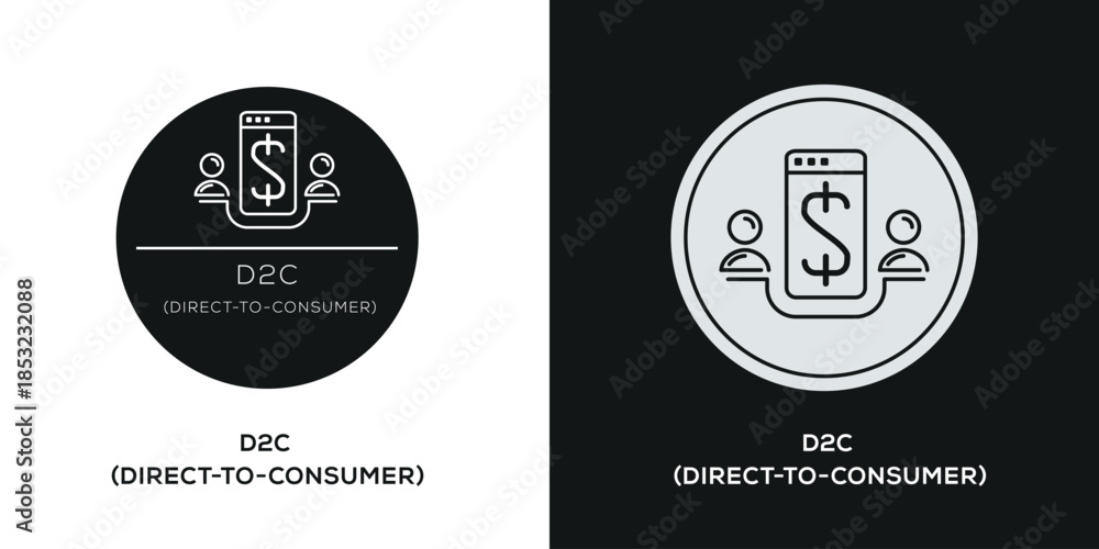 Fototapeta premium Creative (D2C) Direct-to-Consumer icon, vector sign.