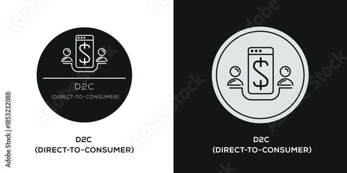 Creative (D2C) Direct-to-Consumer icon, vector sign.