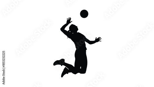 Volleyball player jumping silhouette representing teamwork athletic performance power and competitive sports action