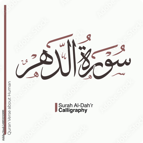 The name of surah of the Holy Quran, Surah Al-insan Translation "chapter The Human"