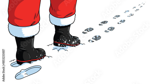 Santa claus footsteps in snow representing christmas magic anticipation holiday journey and festive storytelling concept