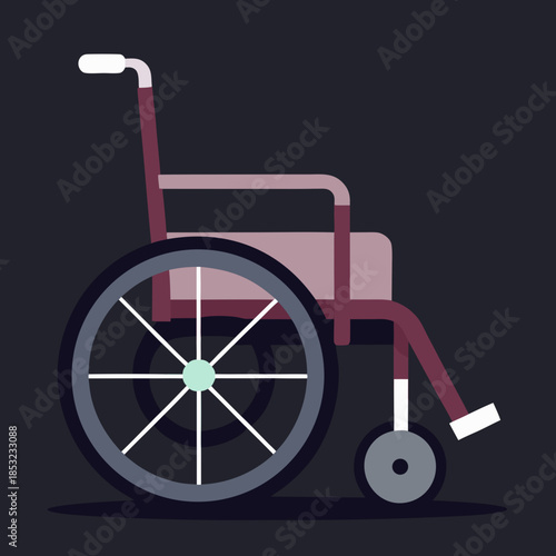 Wheelchair in modern flat design on dark background  