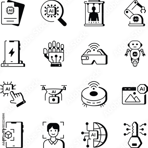 Pack of AI and Innovation Line Style Icons 