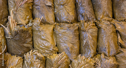 brined vine leaves. prepared for making stuffed vine leaves. salamura yaprak.