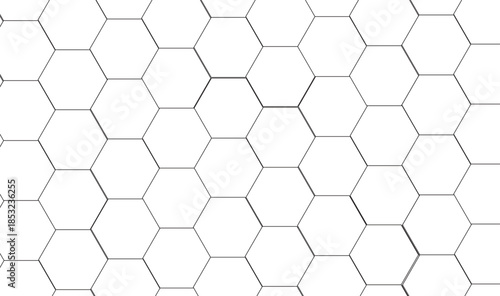 Abstract Seamless Black Hexagon Honeycomb Grid Pattern on White Background Vector Texture, Honeycomb background.