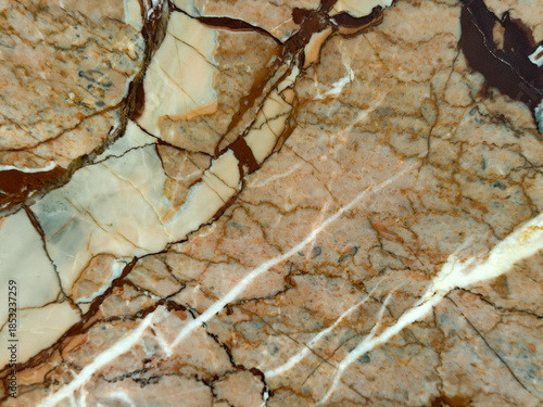 Brown and white marble surface showing natural stone texture