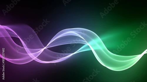Vibrant purple and blue waves flow dynamically across dark background