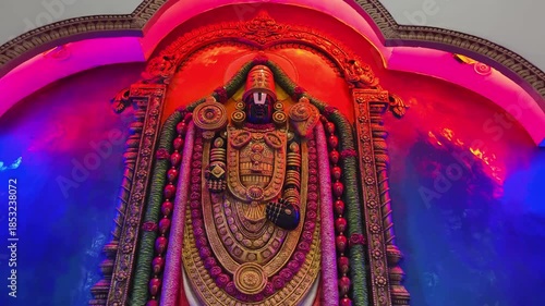 Lord Venkateswara, also known as Balaji, the preserver deity of Tirumala, shown in traditional adornments and divine posture, symbolizing prosperity, devotion, blessings, and spiritual faith in Hindu 