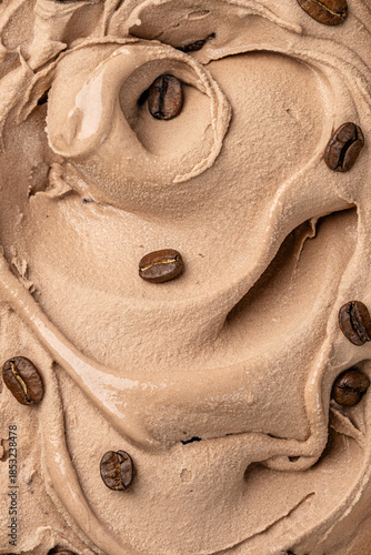 Coffee gelato texture top view