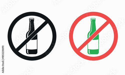 prohibition signs depicting bottles with a diagonal line indicating no alcohol high quality
