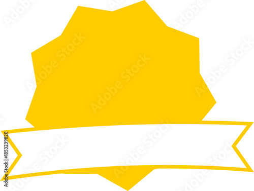Yellow Badge with  Line art Banner Illustration.