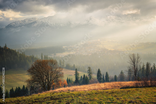 View of the Polish High Tatras from Gliczarow Gorny - Skowyrowie, Poland
