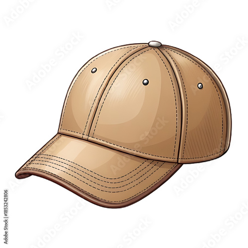Tan baseball cap with stitching details