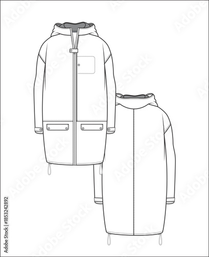 Unisex Middle High Rain Jacket