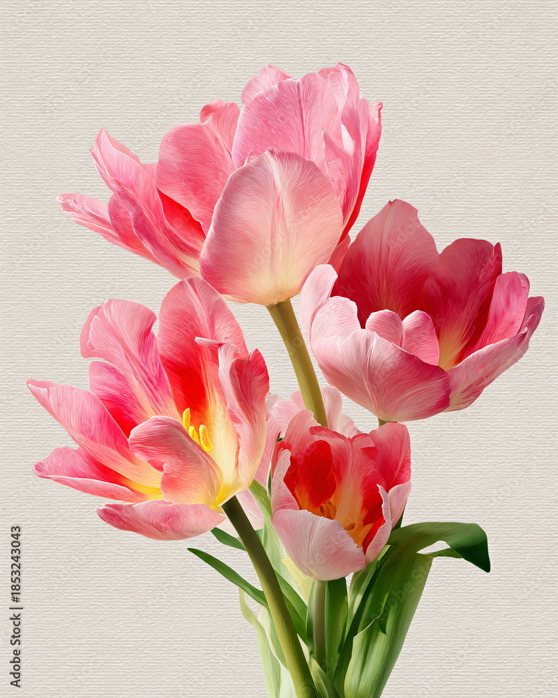 Fototapeta premium spring bouquet tulips isolated on light background