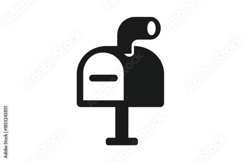 Pneumatic Mailbox Icon. Solid style icon of a mailbox with a small pneumatic tube opening, representing pneumatic citizen mail,
