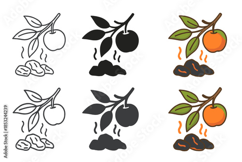 Culinary Warmth Artistry. Apple branch with leaves beside glowing charcoal, symbolizing aroma and natural flavor, stylized