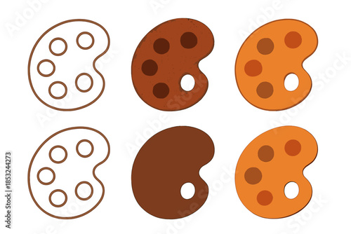 Rust Mineral Palette. Stylized artist palette made of natural red and brown tones derived from rust minerals, representing craft