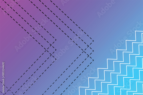 Geometric Gradient Background With Dashed Lines And Zigzag Borders For Modern Design