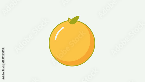 An illustration of a vibrant orange fruit with a green leaf on top, glowing brightly.
