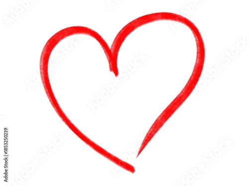 Red heart painted on white background Valentin day symbol love romantic	