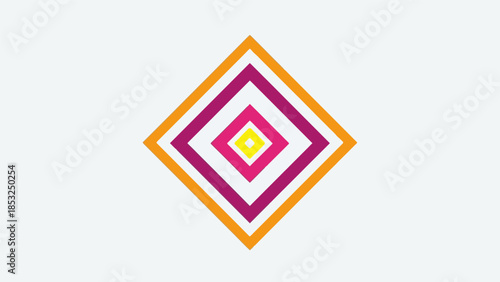 Vibrant diamond shape illustration with concentric colorful patterns on a white background gudi 44