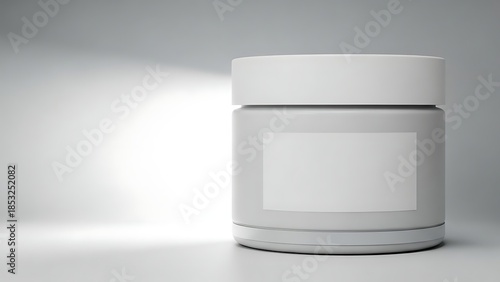Modern White Jar with Blank Label on Transparent Background