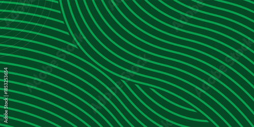 Farm green banner, organic abstract background with fields. Wavy green stripes, natural organic products. Ecological background. modern