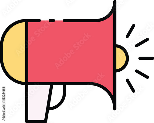 Striking Flat Style Megaphone Icon for Amplifying Voices, Public Discourse, and Important Announcements