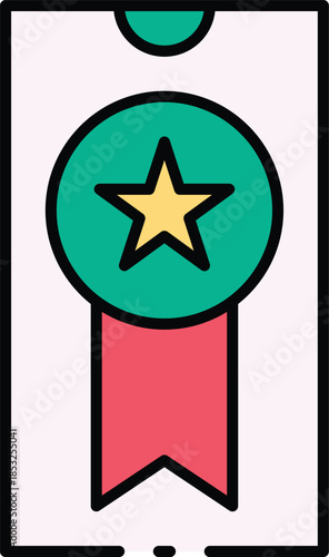 Vector icon of a digital award or badge on a smartphone screen, symbolizing achievement or recognition