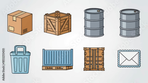 Collection of Various Shipping and Storage Containers.