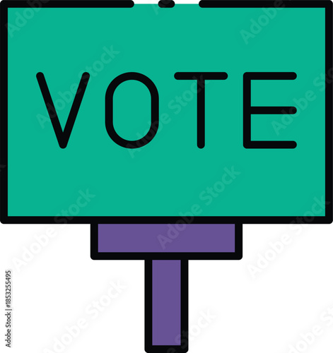 Vivid illustration of a green 'VOTE' sign, symbolizing citizen engagement, electoral choice, and political participation in a democratic process