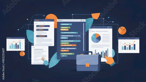 Data Analysis and Business Intelligence Dashboard with Charts and Graphs.