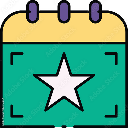 Important Date Highlighted on a Calendar Icon Marking a Key Event or Top Priority Schedule Reminder with a Star Symbol