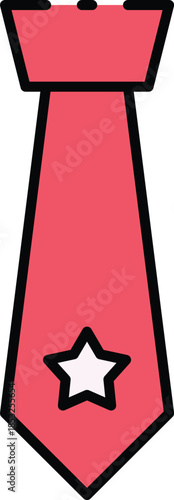 Stylish red necktie with a distinct star design, representing leadership, professionalism, and achievement suitable for business or political concepts