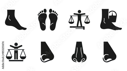 Medical icons foot nose and scale symbols for healthcare imagery