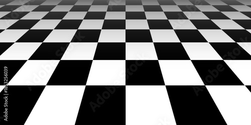 Black and white chess pattern. Checkerboard seamless vector illustration. Abstract checkered checkerboard for game. Grid geometric square shape. Race flag. Retro mosaic floor.