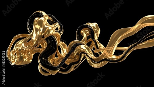 Dynamic splashes of shiny gold liquid background.