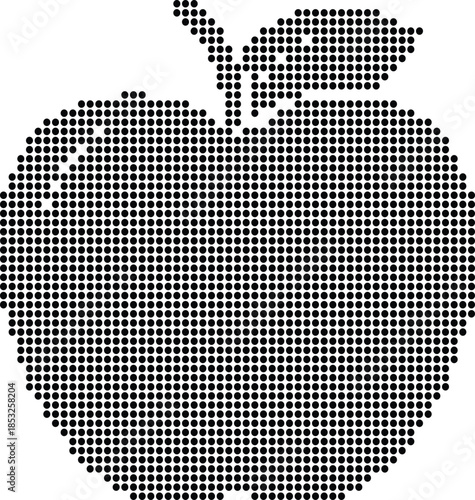 Halftone Apple Design, Fruit Vector Illustration For Print
