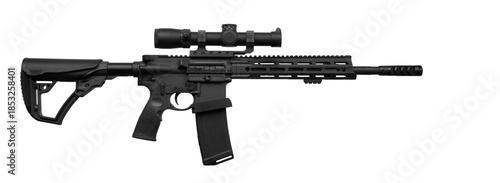Tableau sur toile Semi-automatic assault rifle on white background