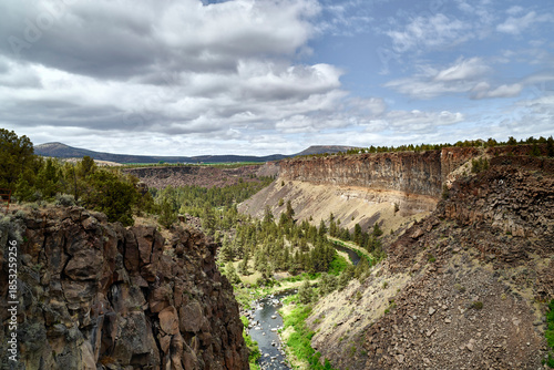Rugged High Desert Canyon Landscape with Winding River Below