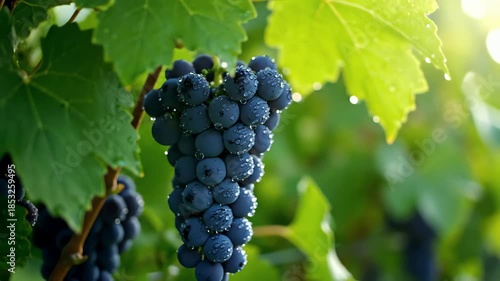 Wallpaper Mural Lush Ripe Grapes on the Vine with Morning Dew and Sunlight in a Vineyard Torontodigital.ca