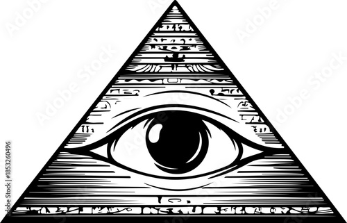 all-seeing eye engraving in triangle