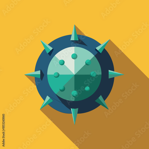 Abstract spiky virus icon representing disease and contagion flat design illustration for medical or scientific concepts