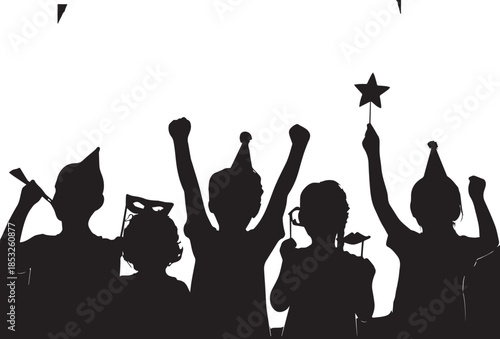 Celebrating children with star isolated on white background